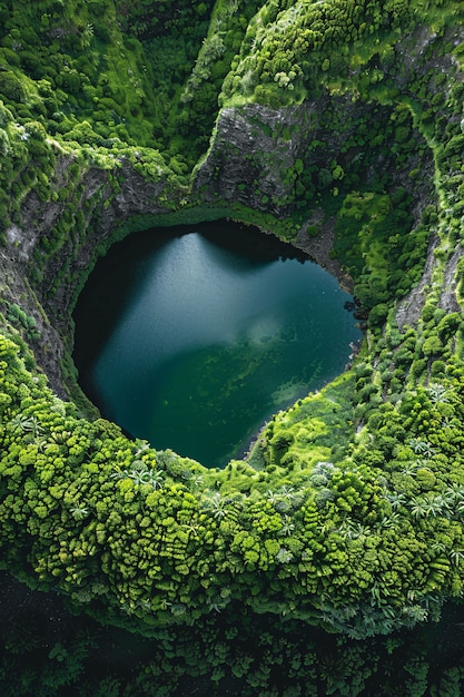 Lake  in volcanic crater