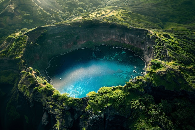 Lake  in volcanic crater