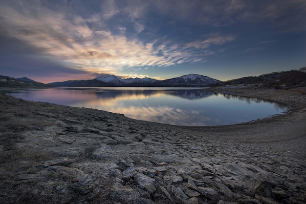 Lake with rocky shore