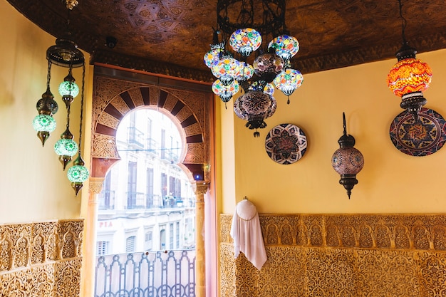 Lamps in arab restaurant