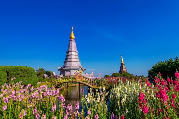 Landmark pagoda in doi Inthanon national park at Chiang mai, Thailand.