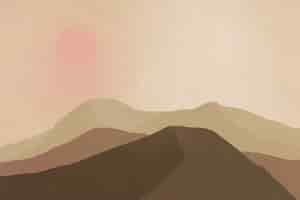 Free photo landscape background of mountains with the sun illustration