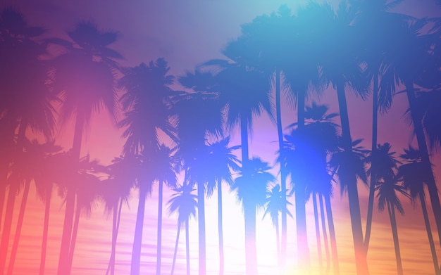 Free Photo landscape background with palm trees