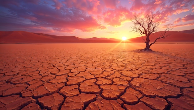 Landscape of cracked earth from drought