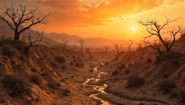 Free photo landscape of drained river