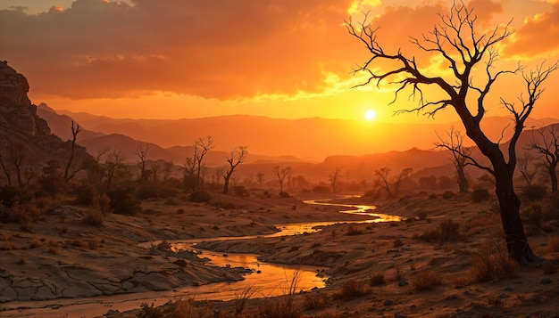 Landscape of drained river