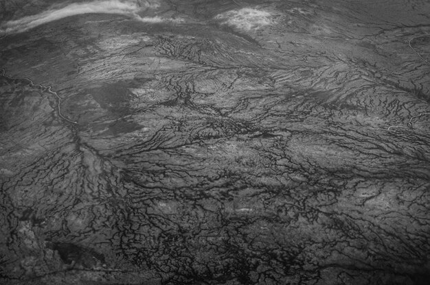 Landscape of mountains in black and white