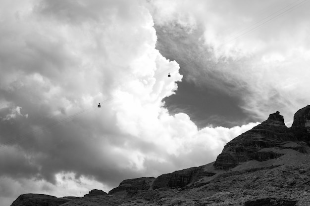 Landscape of mountains in black and white