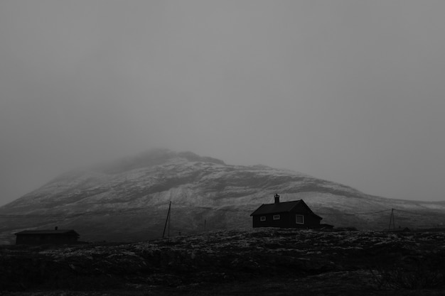 Landscape of mountains in black and white