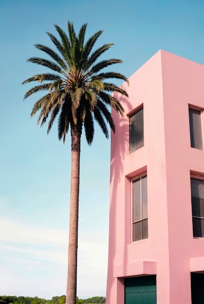 Free Photo landscape of palm trees in pastel colors