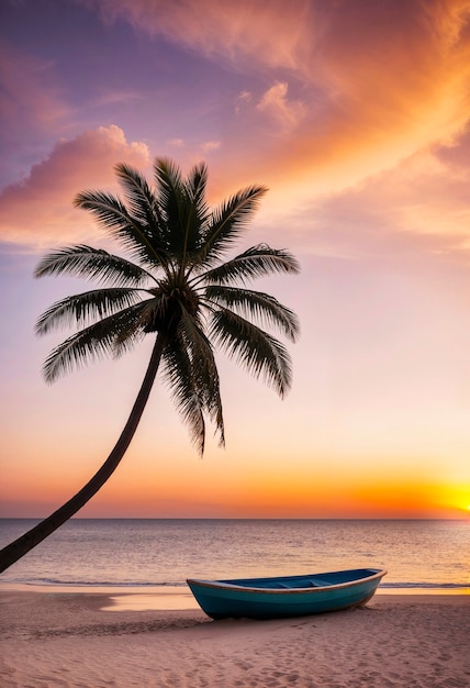 Landscape of palm trees in pastel colors