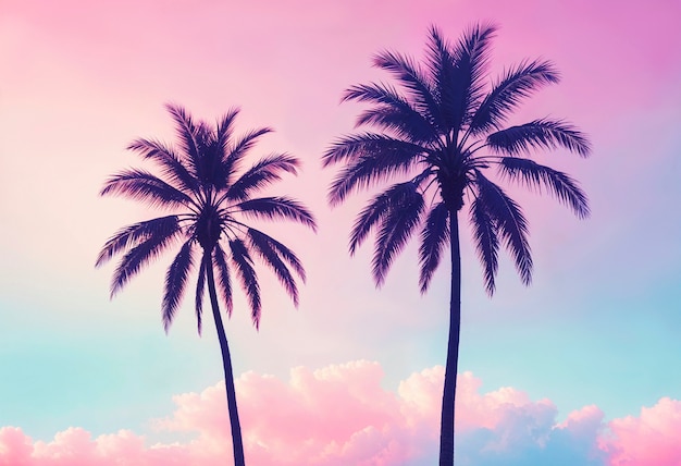 Free Photo landscape of palm trees in pastel colors