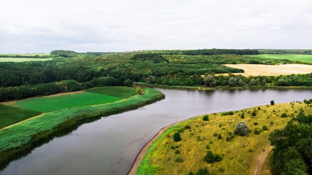 Landscape of a river and green forest