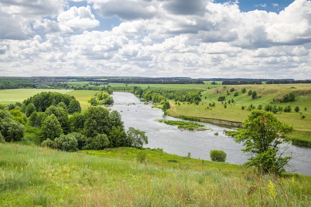 landscape of river and hills