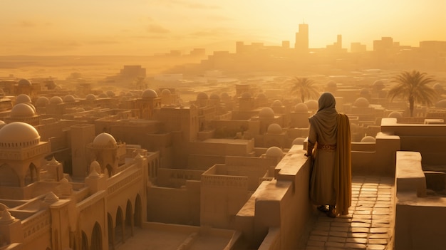 Free photo landscape scene from ancient baghdad inspired by video games