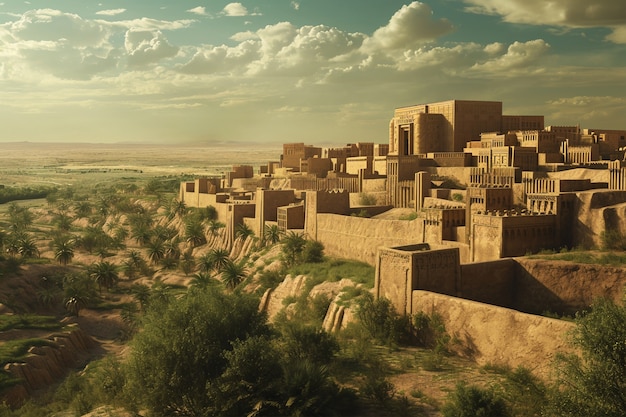 Free photo landscape scene from ancient baghdad inspired by video games