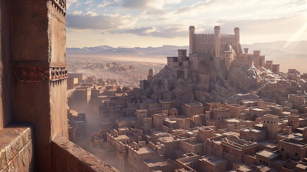 Free Photo landscape scene from ancient baghdad inspired by video games