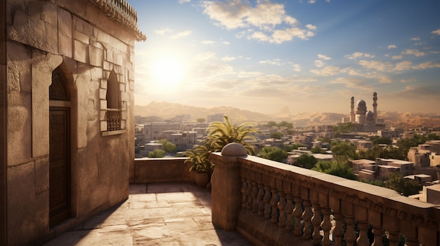 Free Photo landscape scene from ancient baghdad inspired by video games