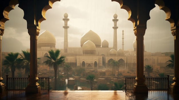 Landscape scene from ancient baghdad inspired by video games