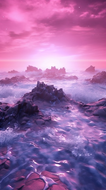 Free Photo landscape scenery with magenta nature