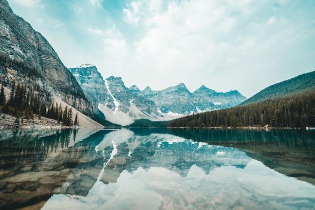 Landscape view of snowy mountains