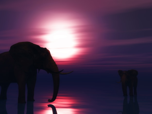 Free photo landscape with elephants