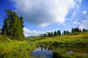 Free photo landscape with mountains lake