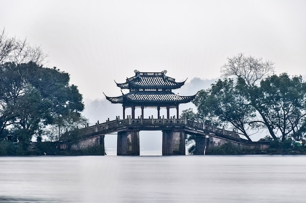 Free photo landscape with an old building