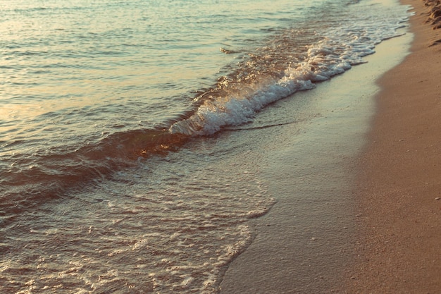 Landscape with sea sunset on beach