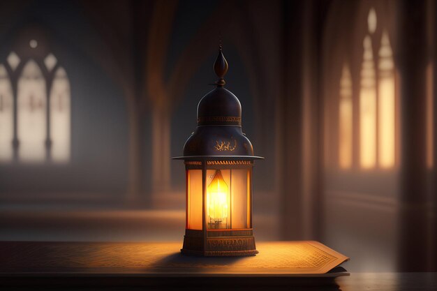 A lantern with the word ramadan on it