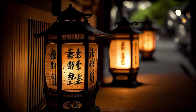 Free Photo lanterns glowing cultures collide in night celebration generated by ai