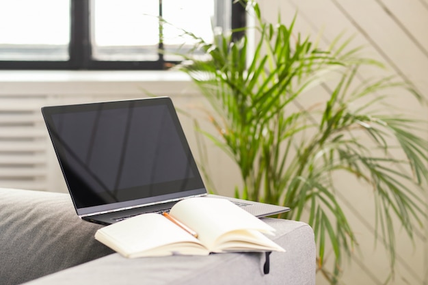 Laptop on sofa