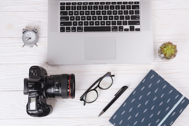 Laptop with camera and notebook 