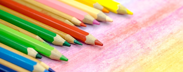 Large colored pencils close-up