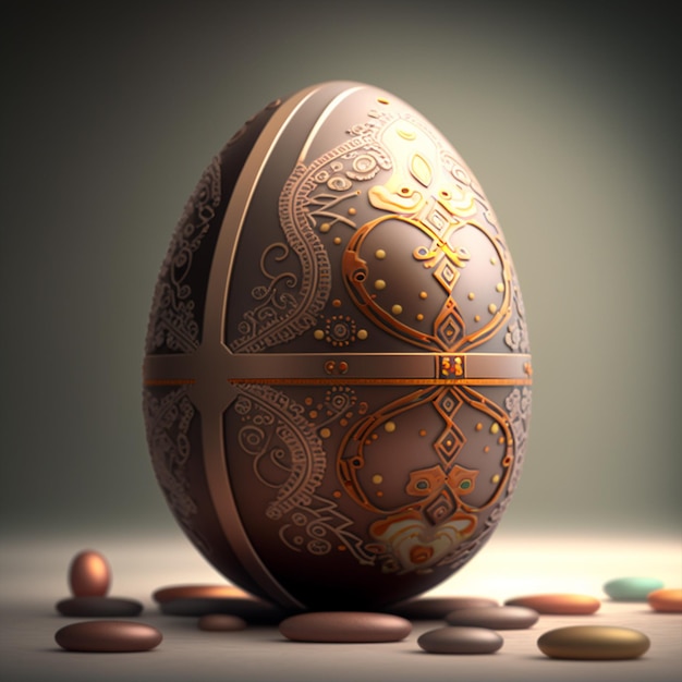 Free photo a large egg with a pattern on it and the word 