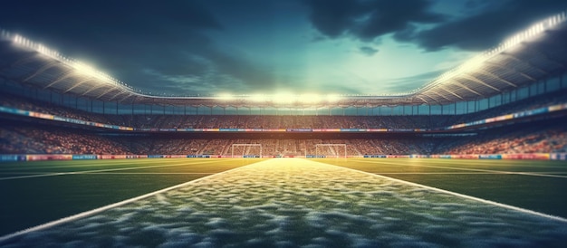 Free photo large football stadium with bright lights at night