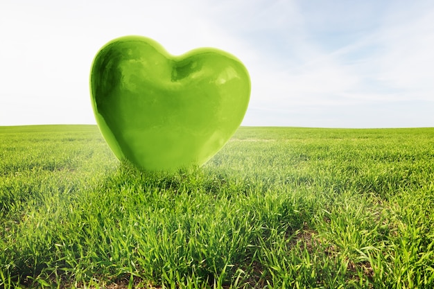 Free Photo large green heart in a field