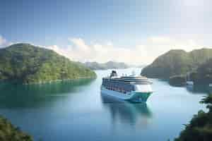 Free photo large luxurious cruise ship sailing in the sea on a sunny day ai generative