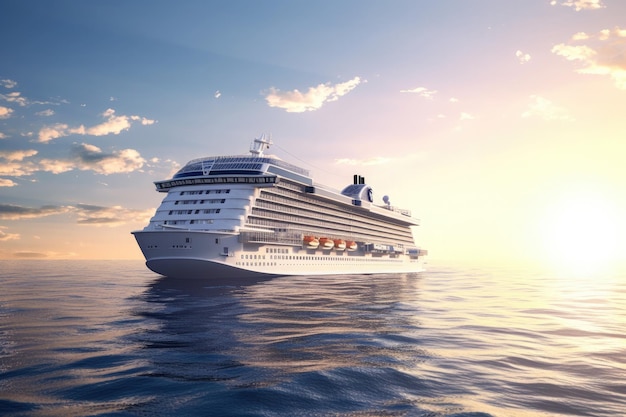 Large luxurious cruise ship sailing in the sea on a sunny day Ai generative