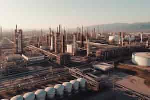 Free photo large refinery complex with lots of pipelines at daylight generative ai