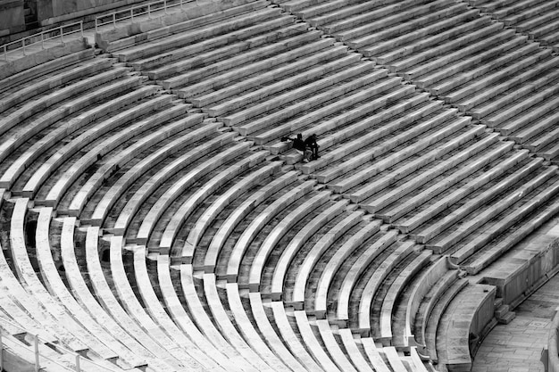 large stadium seats with few people