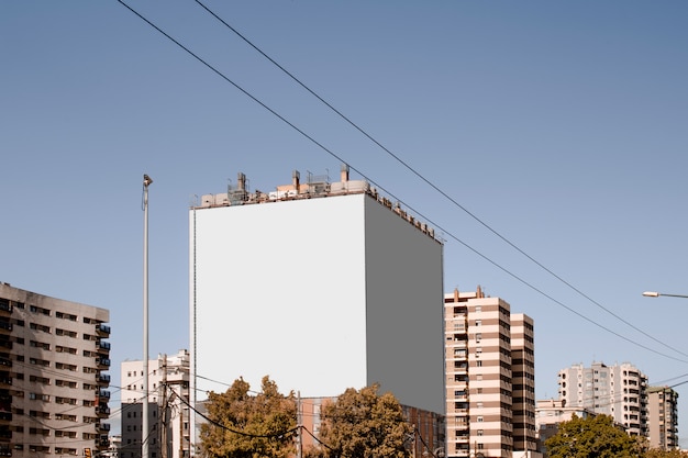 Free Photo large white blank billboard on the building in the city