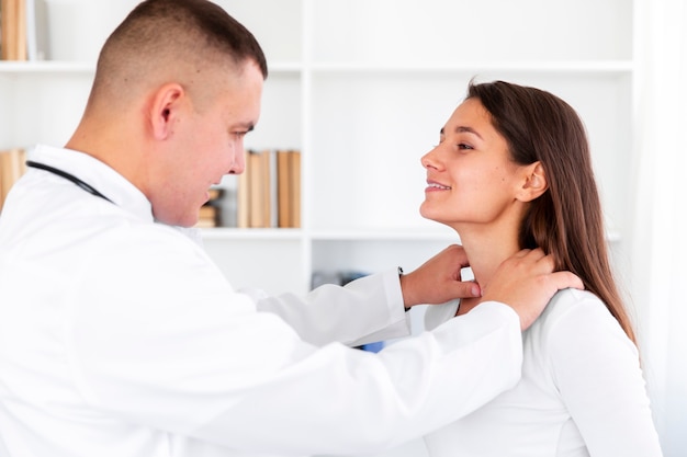 Lateral view medical examination of young woman