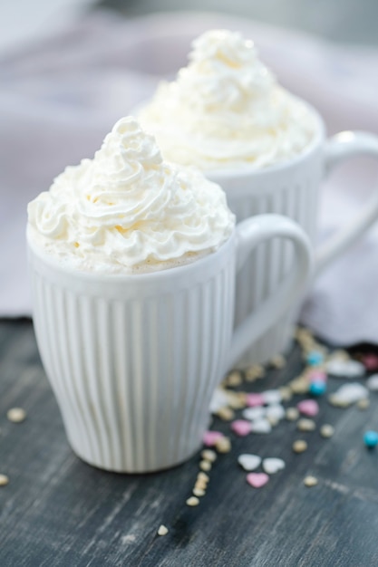 Latte on wooden