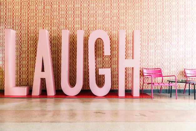 Free photo laugh word inside a room