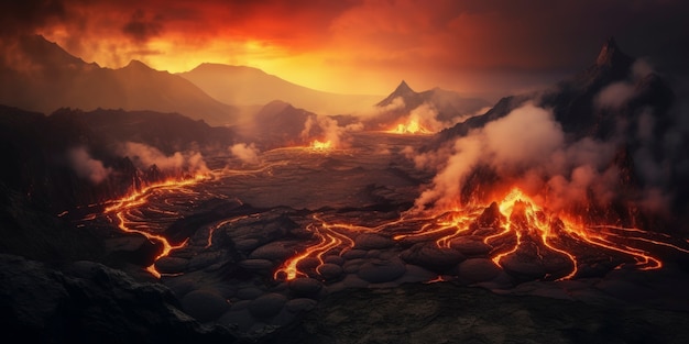 Free photo lava and volcano landscape