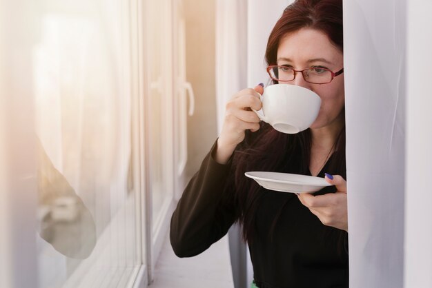 Lawyer having a coffee