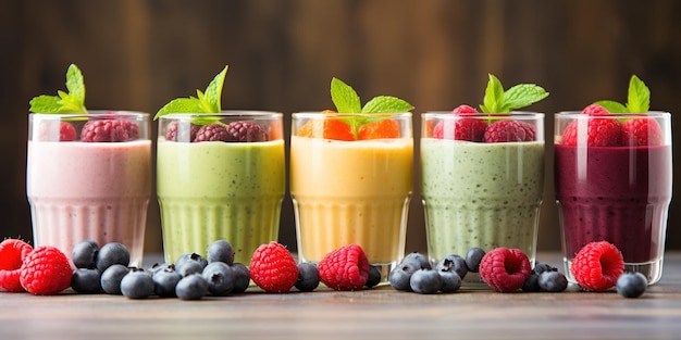 Free photo layers of berry and chia seed smoothies colorful and healthy