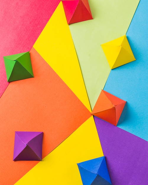 Free Photo layout of bright paper origami