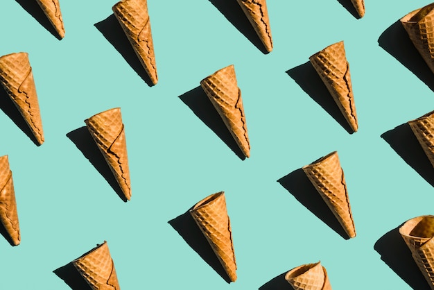 Free Photo layout of empty waffle cones with shades